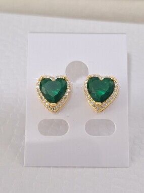 Emerald diamond cut heart shape stud earrings